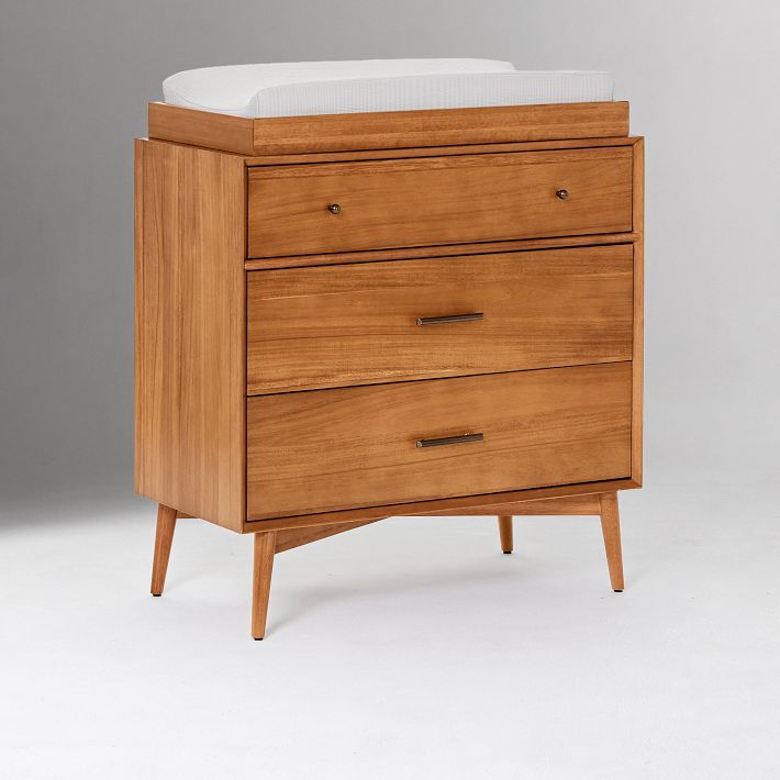 changing table dresser brown Mid-Century 3-Drawer (36