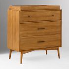 Mid-Century 3-Drawer Narrow Dresser with Removable Topper (36")
