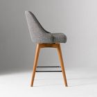 Mid-Century Upholstered Swivel Counter Stool - Wood Legs