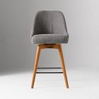 Mid-Century Upholstered Swivel Counter Stool - Wood Legs