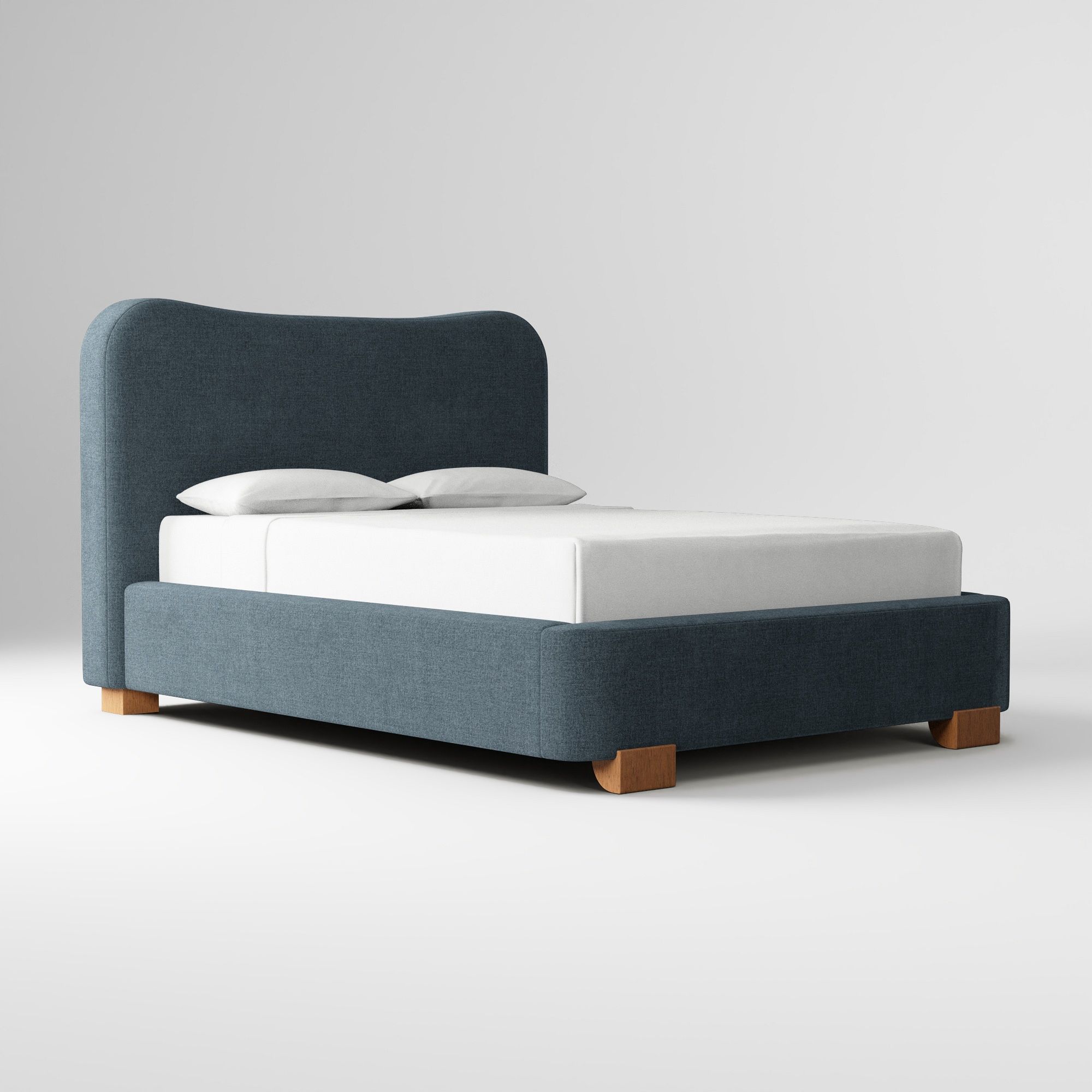 Teal velvet sculpted upholstered bed