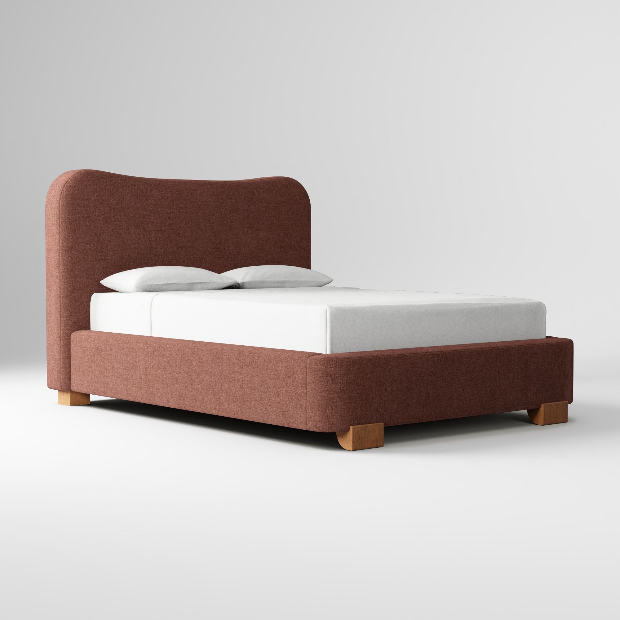 Burgundy red velvet sculpted upholstered bed