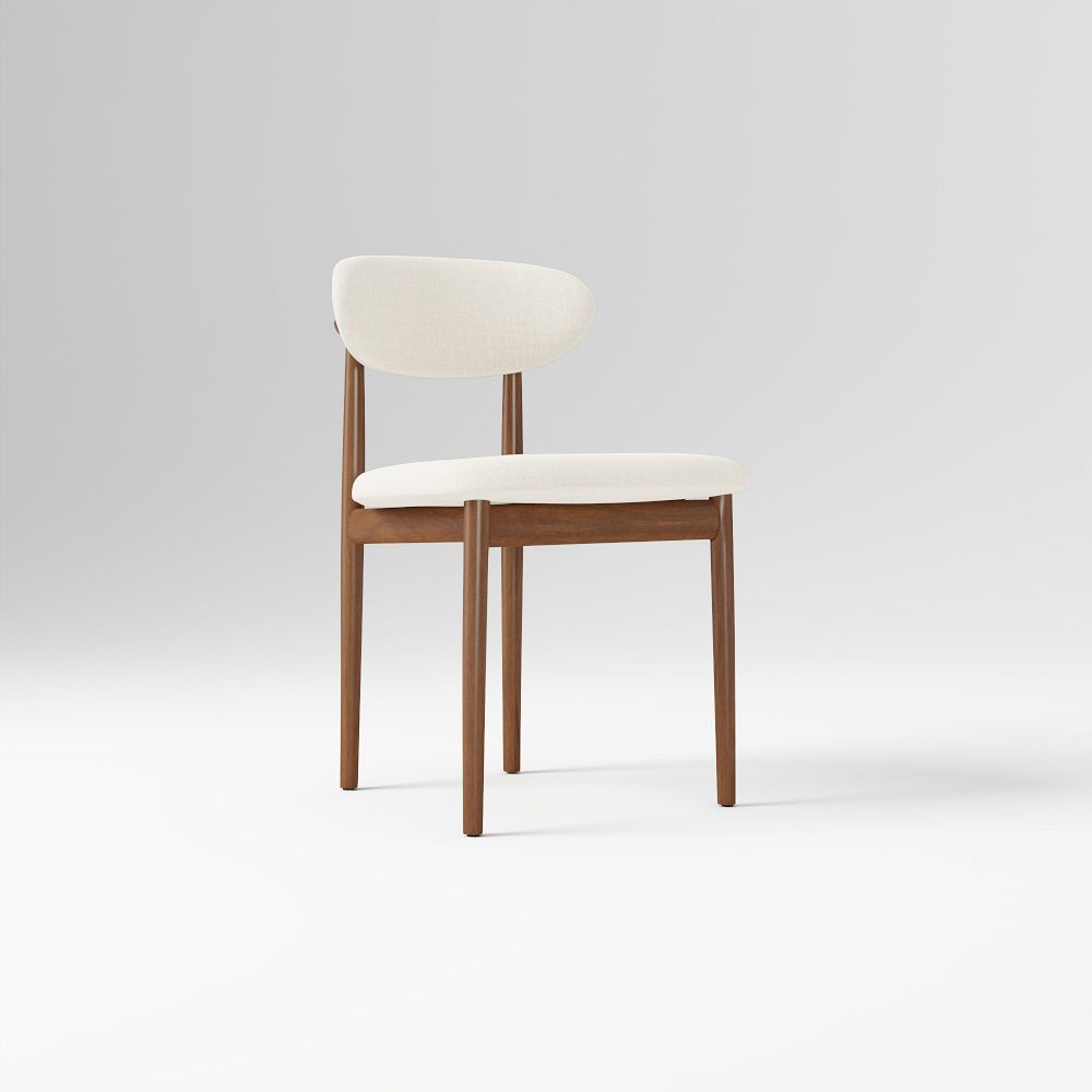 Edison Dining Side Chair - Performance Yarn Dyed Linen Weave Alabaster, Cool Walnut