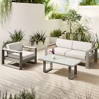 Portside Outdoor Sofa, Lounge Chair &amp; Concrete Coffee Table Set
