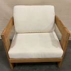 Open Box: Monterey Outdoor Teak Lounge Chair - Natural Teak, Crosshatch Weave Alabaster
