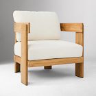 Open Box: Monterey Outdoor Teak Lounge Chair - Natural Teak, Crosshatch Weave Alabaster