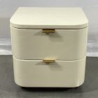 Open Box: Shea High-Gloss Enameled Lacquer Nightstand (20") - Ivory, Antique Brass, Claro