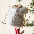 Felt Skiing Mouse Ornament - Red