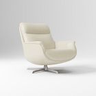 Open Box: Bowden Swivel Chair - Sierra Leather Snow, Brushed Nickel