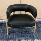 Open Box: Craig Expressed Wood Leather Chair - Ludlow Leather Black, Blonde