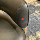 Open Box: Craig Expressed Wood Leather Chair - Ludlow Leather Black, Blonde