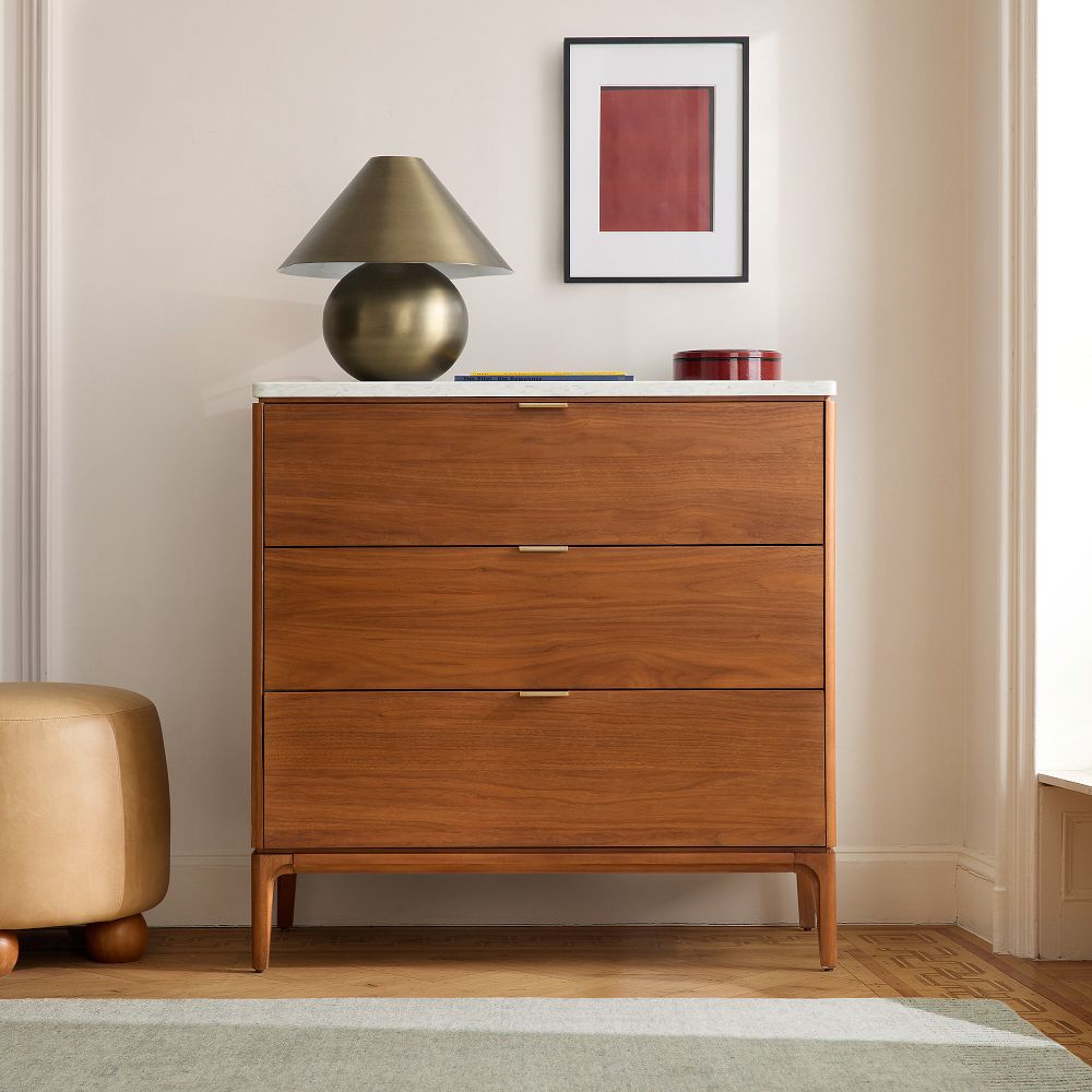 Parker 3 Drawer Dresser, Cool Walnut, West Elm