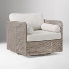 Open Box: Coastal Wicker Outdoor Swivel Chair - Crosshatch Weave Frost Gray, Silverstone