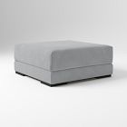 Open Box: Dalton Large Square Ottoman - Performance Washed Canvas Storm Gray, Black Feet