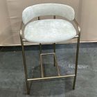 Open Box: Lenox Counter Stool (26"H) - Performance Distressed Velvet Sand, Champagne Bronze Frame