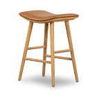 Oak Wood Leather Saddle Bar &amp; Counter Stools