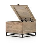 Carved Solid Mango Wood Storage Coffee Table (24")
