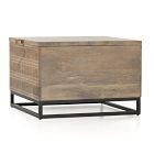 Carved Solid Mango Wood Storage Coffee Table (24")