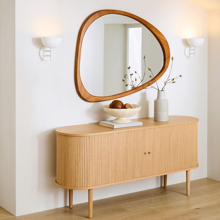 Mid-Century Asymmetrical Wood Wall Mirror | West Elm