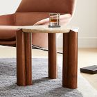 Travertine Solid Wood Side Table (23")