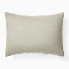 Open Box: European Flax Linen Pom Pom Sham, King - Celadon