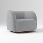 Open Box: Laurent Grand Swivel Chair - Performance Washed Canvas Storm Gray, Cool Walnut