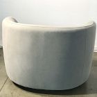 Open Box: Laurent Grand Swivel Chair - Performance Washed Canvas Storm Gray, Cool Walnut