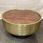 Open Box: Drum Storage Coffee Table (32") - Walnut, Antique Brass