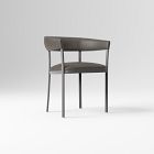 Open Box: Macy Leather Dining Chair - Saddle Leather Slate, Antique Textured Bronze
