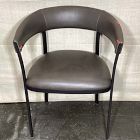 Open Box: Macy Leather Dining Chair - Saddle Leather Slate, Antique Textured Bronze