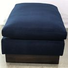 Open Box: Harmony Chair Ottoman - Performance Velvet Ink Blue, Dark Walnut
