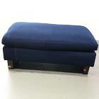 Open Box: Harmony Chair Ottoman - Performance Velvet Ink Blue, Dark Walnut
