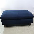 Open Box: Harmony Chair Ottoman - Performance Velvet Ink Blue, Dark Walnut