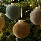 Large Flocked Ball Ornaments (Set of 4) - Pine