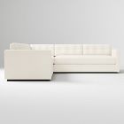 Wyatt 2-Seat Bench 2-Piece Left Corner Return Sofa Bench Sectional, Performance Yarn Dyed Linen Weave Alabaster