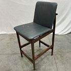 Open Box: Framework Leather Counter Stool (26.5") - Ludlow Leather Navy, Dark Walnut
