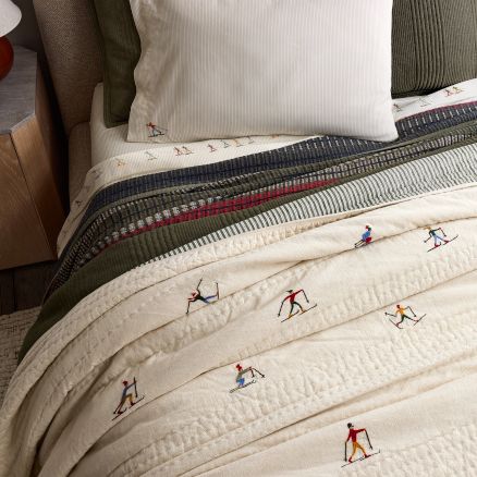 Embroidered Skier Bedding