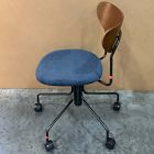 Open Box: Petal Office Chair - Performance Distressed Velvet Ink Blue, Dark Bronze