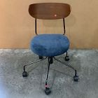 Open Box: Petal Office Chair - Performance Distressed Velvet Ink Blue, Dark Bronze