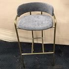 Open Box: Lenox Bar Stool (30"H) - Performance Distressed Velvet Pewter, Blackened Brass