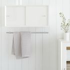 Open Box: Mid-Century Bathroom Storage Cabinet - White Lacquer, Chrome