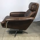 Open Box: Kristoff Leather Swivel Chair - Weston Leather Molasses, Polished Stainless Steel