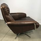 Open Box: Kristoff Leather Swivel Chair - Weston Leather Molasses, Polished Stainless Steel