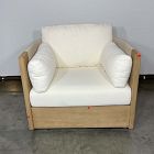 Open Box: Porto Outdoor Swivel Chair - Crosshatch Weave Alabaster, Reef, Bone Cord