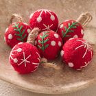 Embroidered Felt Ball Ornaments (Set of 6)