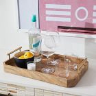 Deco Wood &amp; Brass Handle Tray