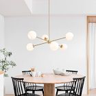Staggered Glass 6-Light Chandelier (37") - Milk