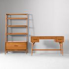 Mid-Century Desk (52") &amp; Wide Tower Bookshelf Set