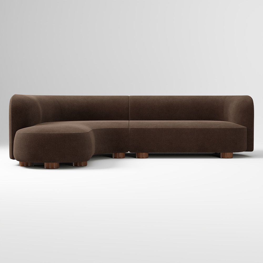 Laurent left wedge chaise sectional, Espresso fabric reference